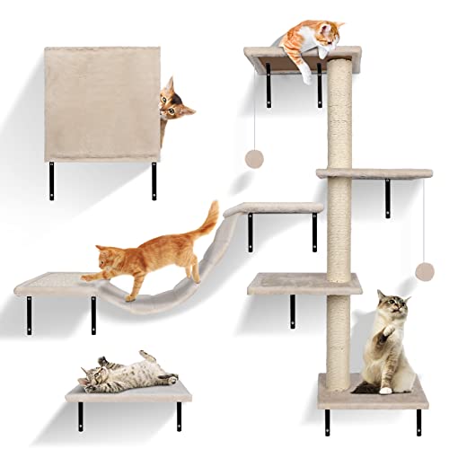 Zvonema Kletterwand für Katzen-10-teilig Katzen Kletterwand Set,Große Hängebrücke,Kratzsäulen mit Sisal,Ruhe und Spielwandregal mit Spurenkugel,Katzenmöbel für den Innenbereich bis 10 kg Zvonema Kletterwand für Katzen-10-teilig Katzen Kletterwand Set,Große Hängebrücke,Kratzsäulen mit Sisal,Ruhe und Spielwandregal mit Spurenkugel,Katzenmöbel für den Innenbereich bis 10 kg von Zvonema