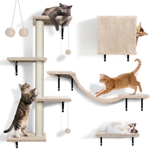 Zvonema Wandregal für Katzen, 4 in 1 Set Wandmöbel für Katzen mit Kratzbaum, Wand-Katzenbaum mit Ball, stabil für Groß und Klein im Innenbereich bis 10 kg Zvonema Wandregal für Katzen, 4 in 1 Set Wandmöbel für Katzen mit Kratzbaum, Wand-Katzenbaum mit Ball, stabil für Groß und Klein im Innenbereich bis 10 kg von Zvonema
