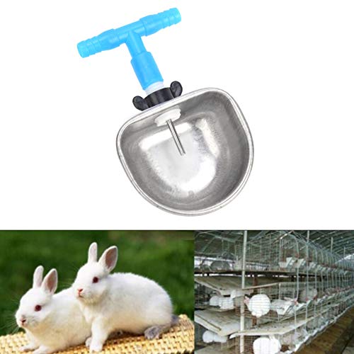 Zwindy Automatische Kaninchen-Trinker-Wasserzufuhr-Fixschale, 10 Sätze Kaninchen-Trinker aus Edelstahl, Wasserschüssel-Fütterungszubehör, für Marten Fox(Einteiliger T-Stück-Anschluss) von Zwindy