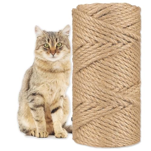 Zydiwo Sisalseil für Kratzbaum 6mm Natur Sisal Seil Sisal Schnur für Kratzbaum Ersatz Spielzeug Hanfseil für Haushalt Katzen Garten DIY Dekorieren von Häusern (40m) von Zydiwo