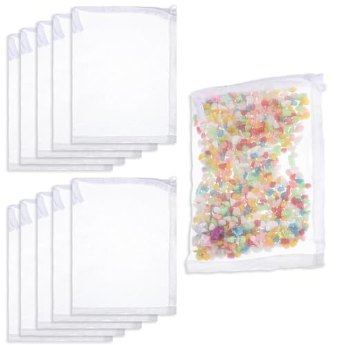 Aquarium-Netzbeutel mit Reißverschluss, kleine, feine Netztasche, wiederverwendbare Medienbeutel für Aquarien, transparente Filtermedien, Aktivkohle, Süßwassertanks (26,9 x 13 cm), 10 Stück von Zyghjort