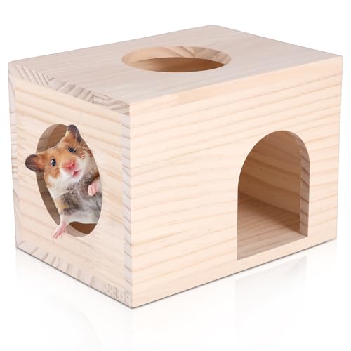 Eichhörnchenhaus, Chinchilla-Versteck für Kleintiere, Meerschweinchen, natürliches Holz, Hamsterversteck mit Fenster für Chinchilla, Meerschweinchen, Eichhörnchen, Zuckergleiter, Schwein, Igel, 21,8 x von Zyghjort