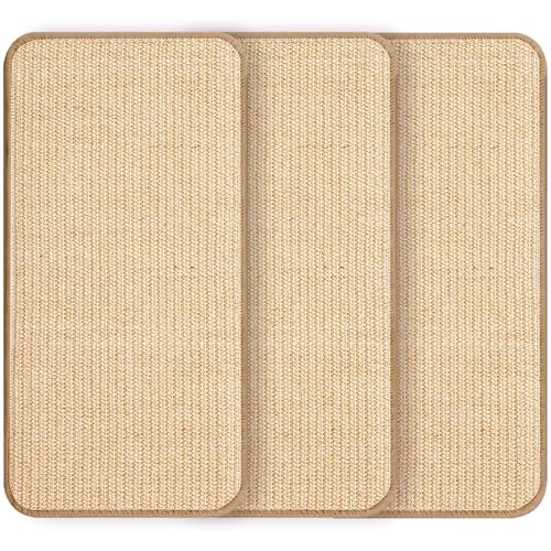 Zyluniy Kratzmatte Katze Robust und langlebig, Kratzbretter Katze Sisal, 3er Pack 50x25CM Kratzbretter, Kratzmatte, (Originalfarbe) kann Sofas, Türen und Möbel effektiv schützen von Zyluniy