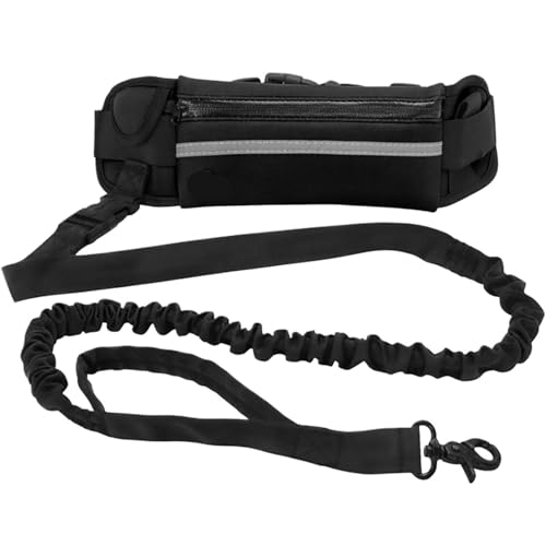 Dog Traction Rope Leash with Waist Bag Nylon Training Leash Dog Supplies for Running Walking Training Hiking für Walking, Wandern, Training, Jogging(Black) von Zymjzbetic