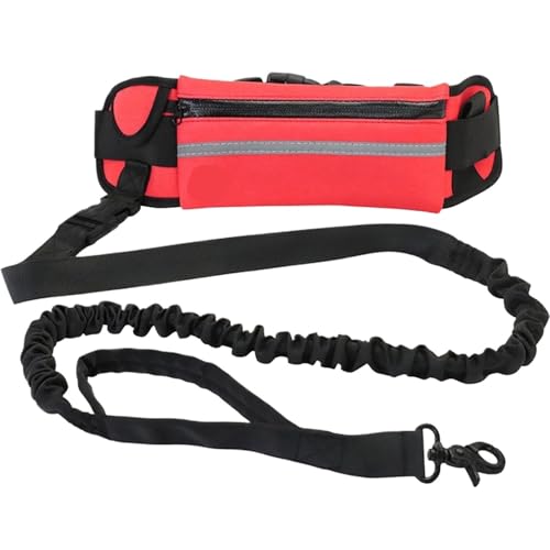 Dog Traction Rope Leash with Waist Bag Nylon Training Leash Dog Supplies for Running Walking Training Hiking für Walking, Wandern, Training, Jogging(Red) von Zymjzbetic