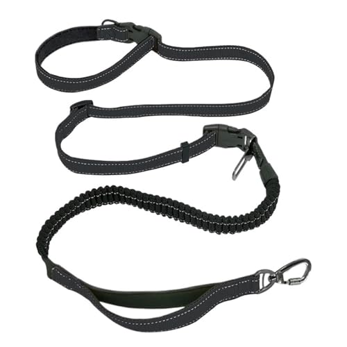 Hands Free Dog Leash 6 in 1 Waist Dog Lead Adjustable Bungee Dog Leash with Nylon Double Handle for Walking/Running/Training für Walking, Wandern, Training, Jogging(Black) von Zymjzbetic