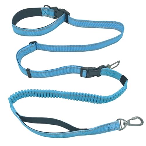 Hands Free Dog Leash 6 in 1 Waist Dog Lead Adjustable Bungee Dog Leash with Nylon Double Handle for Walking/Running/Training für Walking, Wandern, Training, Jogging(Blue) von Zymjzbetic