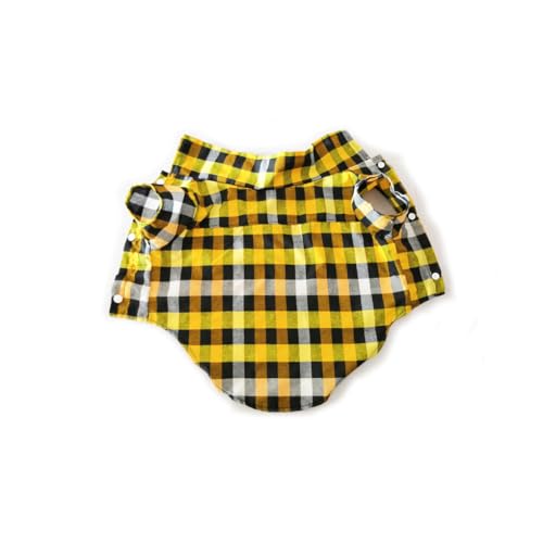 Zymoplas Hundehemd, geschmeidig, warm halten, Verschiedene Größen, Welpen, Bekleidung, Plaids, Haustierbedarf, Vier Jahreszeiten, Keine Schnallen, Haustierkleidung, Gelbes Plaid, L von Zymoplas