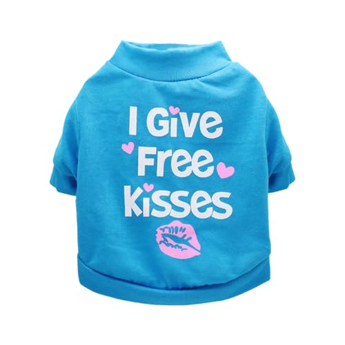 Zymoplas Kleidung Shirt Frühling Baumwolle Buchstabe Mode Kostüme Runde Bekleidung Jacke Beauty Accessoires für Hunde Welpen Bulldogge, Blau, XS von Zymoplas