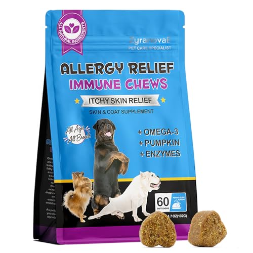 Allergie-Linderung Kauen für Hunde(60 Zählen Peking-Enten-Geschmack),Kausnack zur Unterstützung der Verdauung & bei juckender Haut,Saisonale Allergien,Anti-Juckreiz von ZyranovaE
