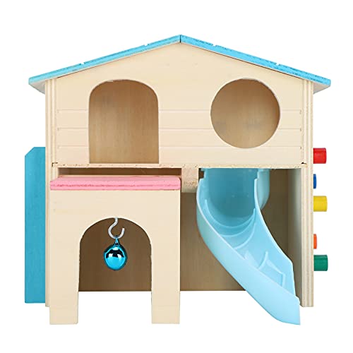 Zyyini Hamster-Spaßhaus-Spielzeug, Hölzerne Hamsterhaus-Hütte, Multifunktional, Sicher Zum Spielen und Trainieren (Blau) von Zyyini