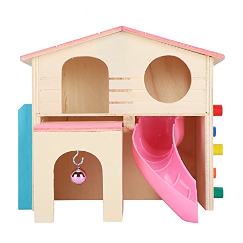 Zyyini Hamster-Spaßhaus-Spielzeug, Hölzerne Hamsterhaus-Hütte, Multifunktional, Sicher Zum Spielen und Trainieren (Rosa) von Zyyini
