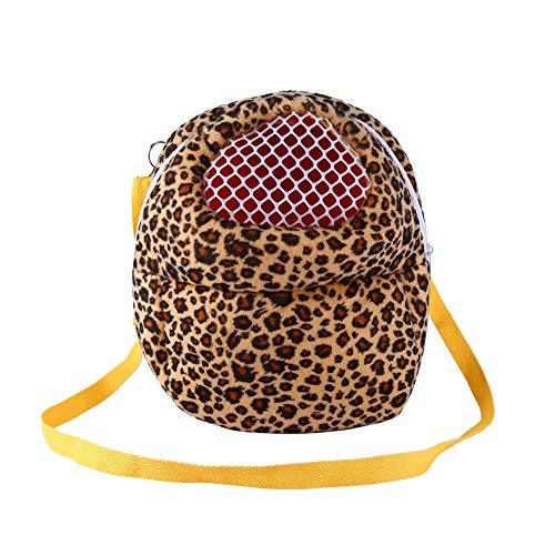 Zyyini Pet Carrier Bag, 3 Farben 3Types Short Plush Einstellbare Haustiere Schlafen im Freien Tasche zum Tragen von Rattenhamster Maus und andere ähnliche Tiere(22 * 18CM Leopard Gelb) von Zyyini