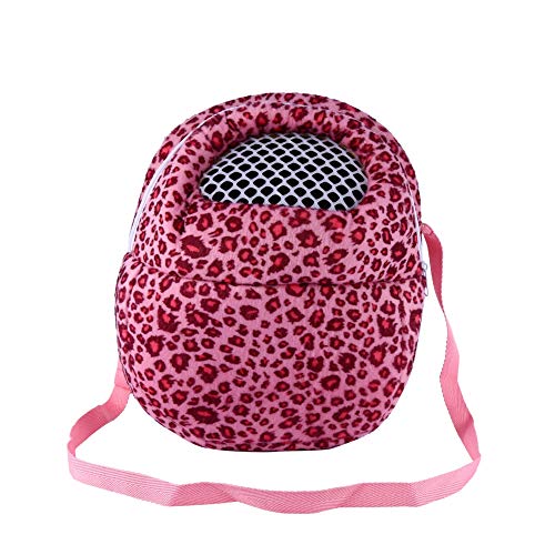 Zyyini Pet Carrier Bag, 3 Farben 3Types Short Plush Einstellbare Haustiere Schlafen im Freien Tasche zum Tragen von Rattenhamster Maus und andere ähnliche Tiere(22 * 18CM Leopard Pink) von Zyyini