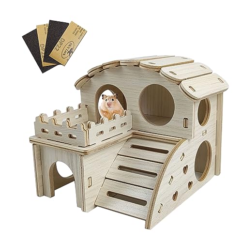 Zzcy Hamsterhaus aus Holz,Zwerghamster Zubehör Haus,Hamster Mehrkammerhaus Spielzeug,Nager Haus,2 Etagen Hamsterkäfig Versteck für Wüstenrennmäuse, Degus, Stachelmäuse, Zwerghamster (18 * 16 * 16cm) Zzcy Hamsterhaus aus Holz,Zwerghamster Zubehör Haus,Hamster Mehrkammerhaus Spielzeug,Nager Haus,2 Etagen Hamsterkäfig Versteck für Wüstenrennmäuse, Degus, Stachelmäuse, Zwerghamster (18 * 16 * 16cm) von Zzcy