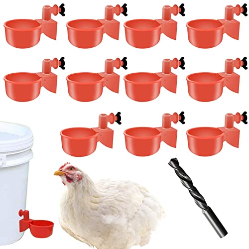 12 Stück Hühnertränke Farm Hühnertränke Hühnerwasserspender Hühnerwasserspender Hühnerfutterspender Geeignet für Küken Ente Truthahn Hase Geflügel Wasserspender Kit Orange von a-r