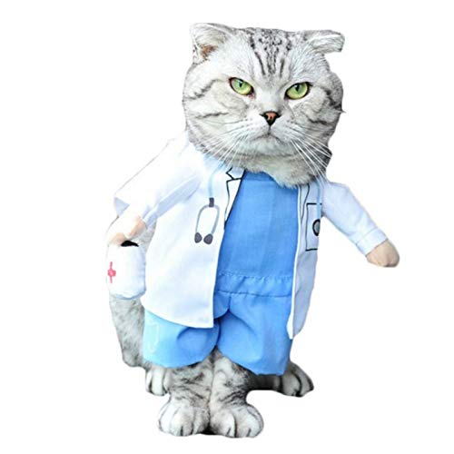 Haustier-Halloween-Kostüm, Hund, Katze, Arzt, Kostüm, verwandelt in eine Katze, verwandelt in eine Katze und Hundekleidung, Haustierkostüme, Haustier-Arztkleidung, lustiges Cosplay-Outfit, Uniform von a-r