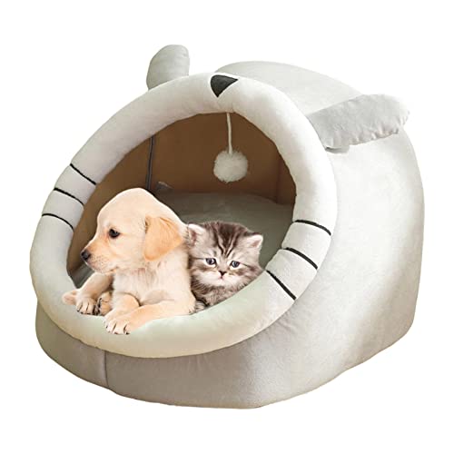 Pet Bed House Halboffenes Katzenbett für Hauskatzen oder kleine Hunde Katzenzelt mit herausnehmbarem, waschbarem, gepolstertem Welpen-Kätzchen-Kaninchen-rutschfestem, wasserabweisendem Boden von a-r