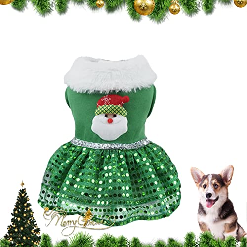 a-r Haustier-Weihnachtskleid, Bling Bling Weihnachten Hundekleid Feiertagsthema Weihnachtsmann, Winterkleidung Hundekleider Outfits für Mädchen Kleine Hundekleidung Katzenmantel Hundejacken von a-r