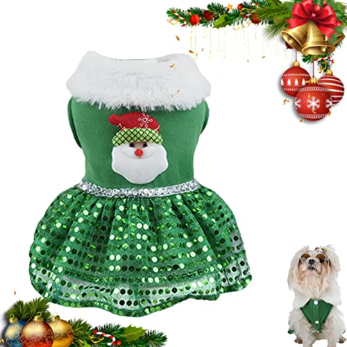 a-r Haustier-Weihnachtskleid,Weihnachten Bling Bling Outfits Rock mit Weihnachtsmann - Weihnachten Winterkleidung Kostüme für Hunde Rock Hund Hochzeitskleid Outfits Bekleidung Katze Hund Shirt von a-r