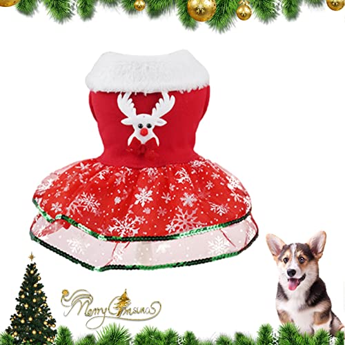 a-r Haustier-Weihnachtskleid - Weihnachten Bling Bling Outfits Rock mit Weihnachtsmann,Thermisches Feiertags-Mädchen-Welpen-Kostüm-Hunde-Kleid-Haustier-Winter-Kleidung für kleine von a-r
