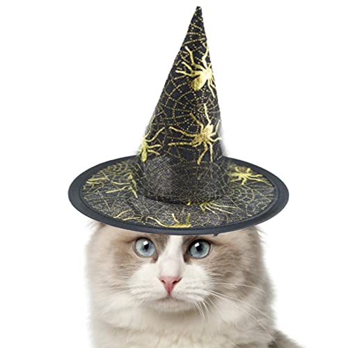a-r Hunde-Hexenhut, Hexenhut, Welpen, Katze, Halloween-Bekleidung, Outfits – Hexenhut, Kostüme für kleine Katzen, Kätzchen, Cosplay, Halloween-Party-Dekoration von a-r