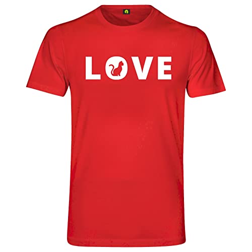 Love Katze T-Shirt - Schmuser Pussie Samtpfote Vierbeiner Haustier Kitty Rot M von absenda