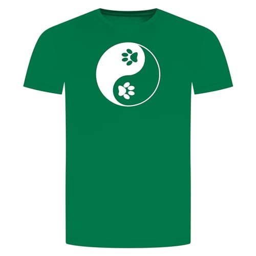 Ying Yang Pfote T-Shirt - Katze Haustier Kitty Cat Pfote Hund Grün L von absenda