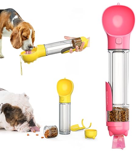 Tragbare Haustier-Wasserflasche, Lebensmittelbehälter, Reise-Getränke-Futterbecher, Lebensmittelspender mit Kotschaufel, 17 Stück Abfallbeutel, für Hunde, Haustiere, Spaziergänge, Wandern (Rosa, 500 Tragbare Haustier-Wasserflasche, Lebensmittelbehälter, Reise-Getränke-Futterbecher, Lebensmittelspender mit Kotschaufel, 17 Stück Abfallbeutel, für Hunde, Haustiere, Spaziergänge, Wandern (Rosa, 500 von acdiac