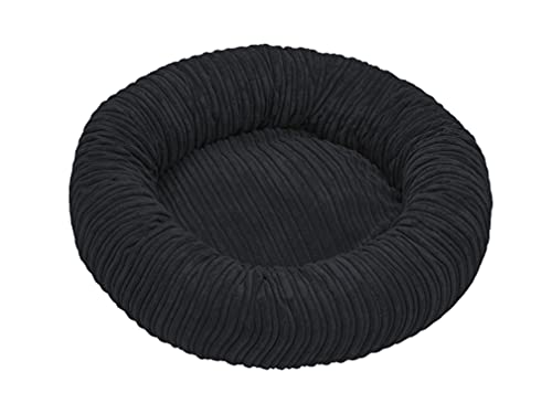 adekor_home Rund Hundebett Katzensofa Tierbett Katzenbett Cord Katzennest Hundekissen Schlafplätze Für EIN Haustier 60cm | 80cm | 100cm Grau/Schwarz/Creme/Braun… (XL, Schwarz) von adekor_home