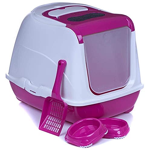 Katzentoilette Flip Cat 50 pink + Streuschaufel + 2 Näpfe Katzentoilette Flip Cat 50 pink + Streuschaufel + 2 Näpfe von adena