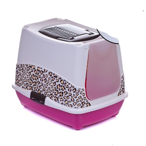 Katzentoilette Haube Safari braun - Unterschale pink von adena