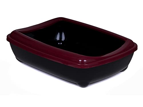 Katzentoilette Schale 57 cm mit Rand Bordeaux Unterschale schwarz von adena