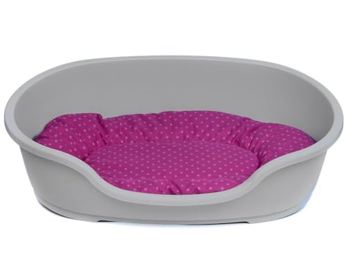 adena Hundekorb 110 x 74 cm warmgrau + Kissen Tupfen pink adena Hundekorb 110 x 74 cm warmgrau + Kissen Tupfen pink von adena