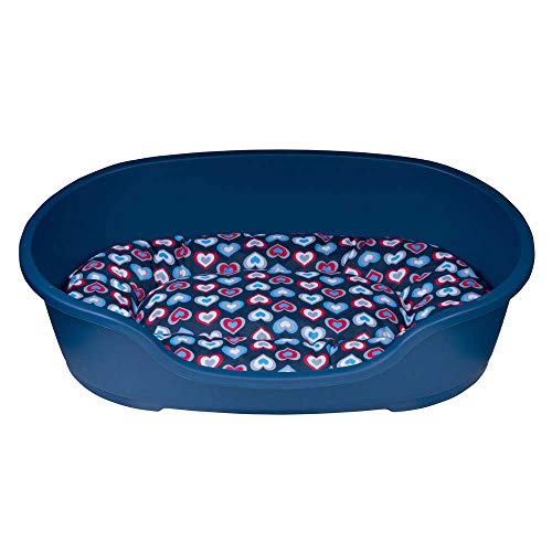 adena Hundekorb 71 x 48 cm blau + Kissen Herzen blau von adena