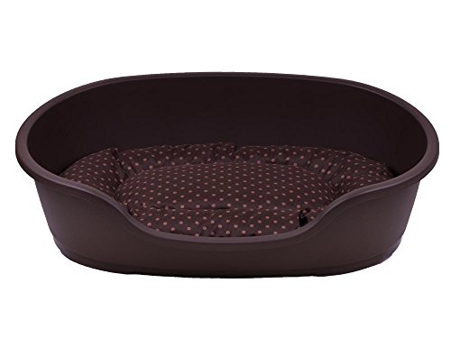 adena Hundekorb 71 x 48 cm braun + Kissen Tupfen braun von adena