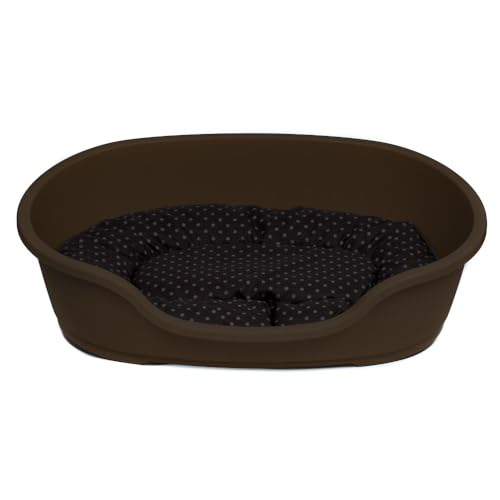 adena Hundekorb 71 x 48 cm warmgrau + Kissen Tupfen braun von adena