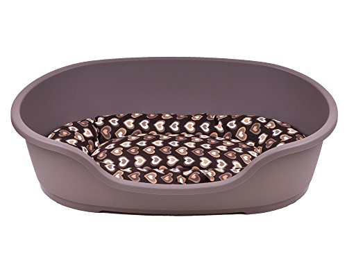 adena Hundekorb 81 x 54 cm Taupe + Kissen Herzen braun von adena