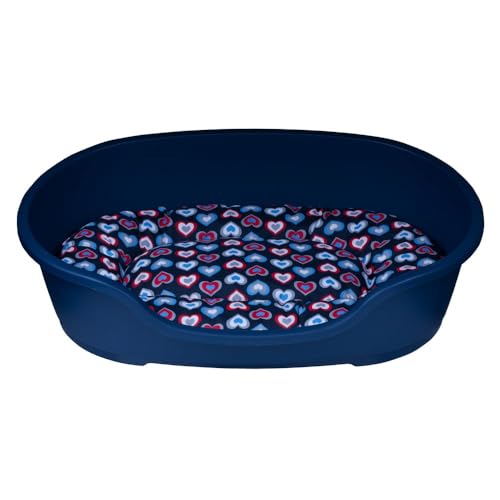 adena Hundekorb 81 x 54 cm blau + Kissen Herzen blau von adena