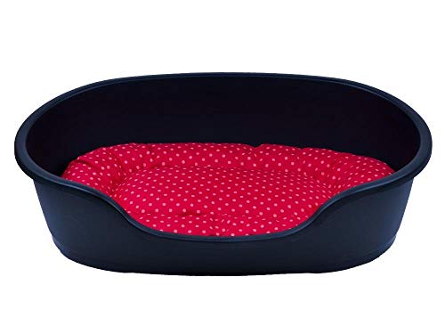 adena Hundekorb 92 x 61 cm anthrazit + Kissen Tupfen rot von adena