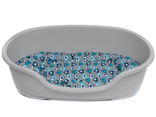adena Hundekorb 92 x 61 cm warmgrau + Kissen Herzen Mint von adena