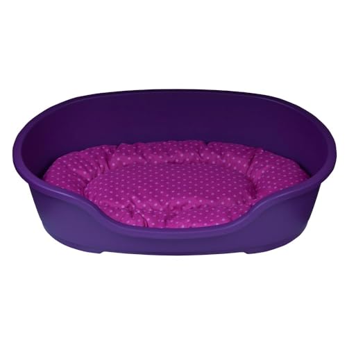adena Hundekorb 92 x 61 cm warmgrau + Kissen Tupfen pink von adena