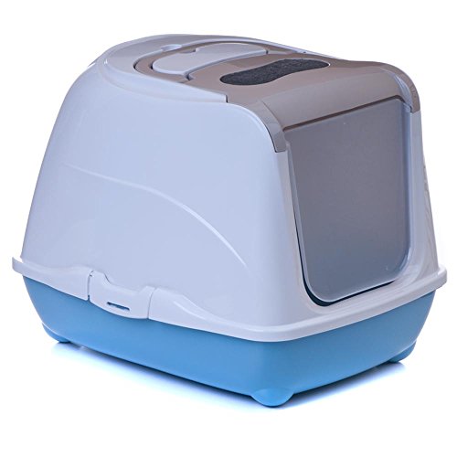 Katzentoilette Flip Cat XL graubeige - Unterschale taubenblau Katzentoilette Flip Cat XL graubeige - Unterschale taubenblau von adena