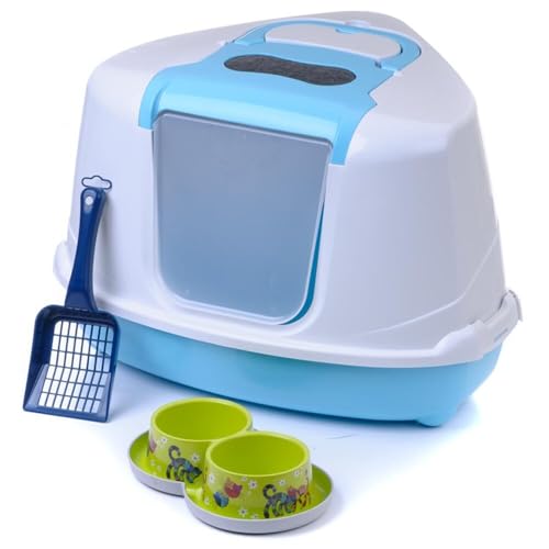 adena Katzentoilette Flip Corner hellblau + Schaufel + Doppelnapf adena Katzentoilette Flip Corner hellblau + Schaufel + Doppelnapf von adena