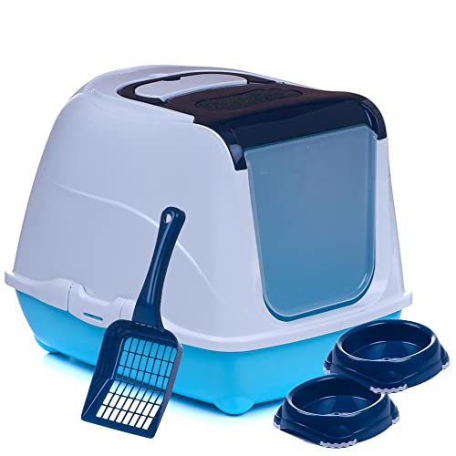 große Katzentoilette Katzenklo Filter Schaufel Näpfe Deckel blau Unterschale hellblau große Katzentoilette Katzenklo Filter Schaufel Näpfe Deckel blau Unterschale hellblau von adena