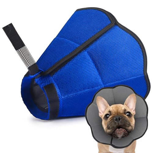 Hart & Schwerer Kunststoff Hundekegel Halsband Alternative für mittelgroße Hunde (Französische Bulldogge Dackel), verstellbarer elisabethanischer Schutzkegel für Heilung, bequemes Genesungshalsband von adweli