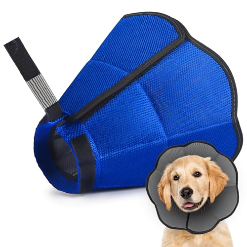 Hundekegel-Halsband aus hartem und schwerem Kunststoff, Alternative für Labor, goldfarben, GSD (klein und mittelgroß), verstellbarer elisabethanischer Schutzkegel für Heilung, bequemes von adweli