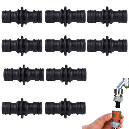 Schlauchverbinder,10 Stück Doppelstecker Gartenschlauch Verbindungen, Schlauch Kupplung, Extender Verlängerung Kupplung Verbindungsteil Zwei Wege Kupplung, für Garten und Haus Schlauch (Schwarz) von afhgdjr