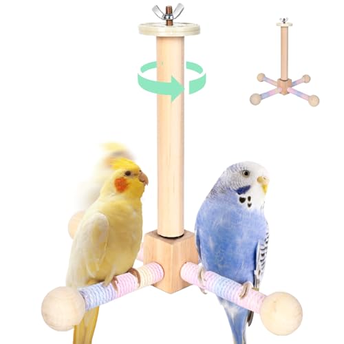 Vogelständer-Sitzstange, Spielzeug für Papageien, 360° drehbares Holzspielzeug, Papageienkäfig-Zubehör, Sitzstange für Sittiche zur Erholung und Energieversorgung, für Nymphensittiche, Wellensittiche Vogelständer-Sitzstange, Spielzeug für Papageien, 360° drehbares Holzspielzeug, Papageienkäfig-Zubehör, Sitzstange für Sittiche zur Erholung und Energieversorgung, für Nymphensittiche, Wellensittiche von afunnykaggles