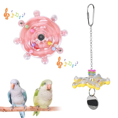 afunnykaggles Buntes Papageienspielzeugrad, Vogelkäfig-Zubehör zum Nagen und Lindern von Langeweile, für Sittiche, Graupapageien und andere Vögel (2 Stück) von afunnykaggles